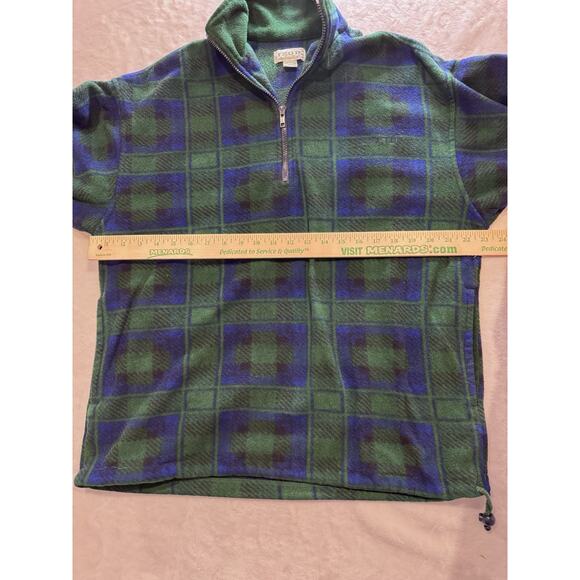 Vintage IZOD Jacket Tartan Plaid Fleece 1/4 Zip Pullover Mens Medium Made in USA - Picture 5 of 9